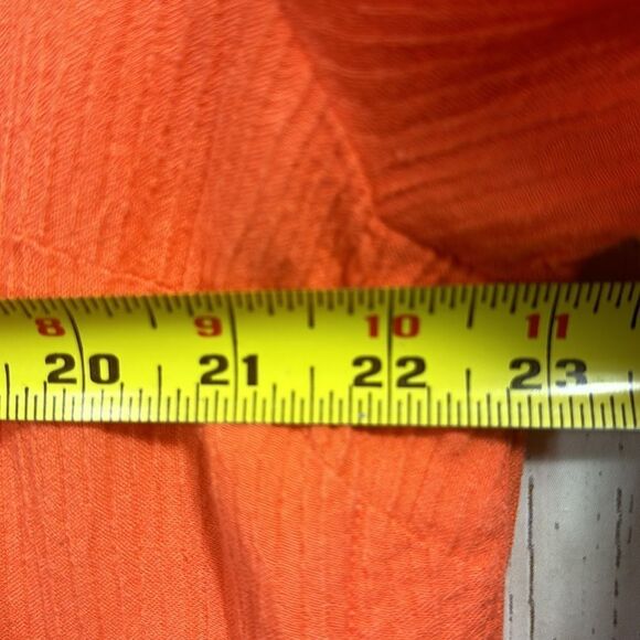 Soft Surroundings Gauze Artisan Roll Tab Sleeve Orange Boho Button Detail Blouse - Picture 14 of 16
